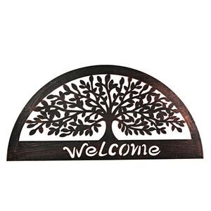 31 Inch Copper Metal Welcome Tree Wall Mounted Sign Home Decor Hanging Plaque